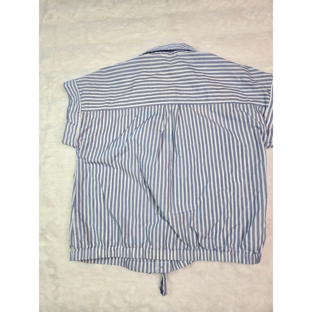 Michael Kors Blue White Striped Tie Front Button Down Shirt M Resortwear - Picture 8 of 8